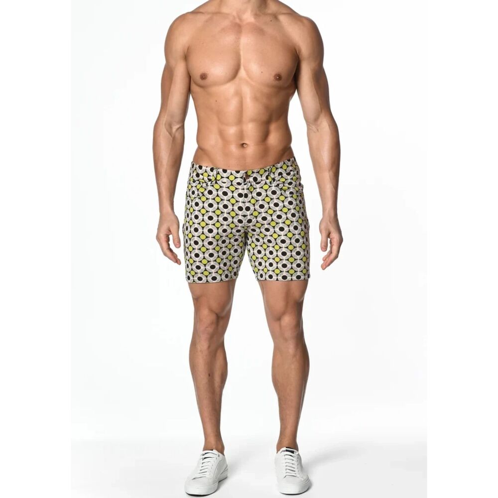 ST33LE Citrus Dot Matrix Knit Jean Shorts Martini Pride 5.5" Inseam Men's 33